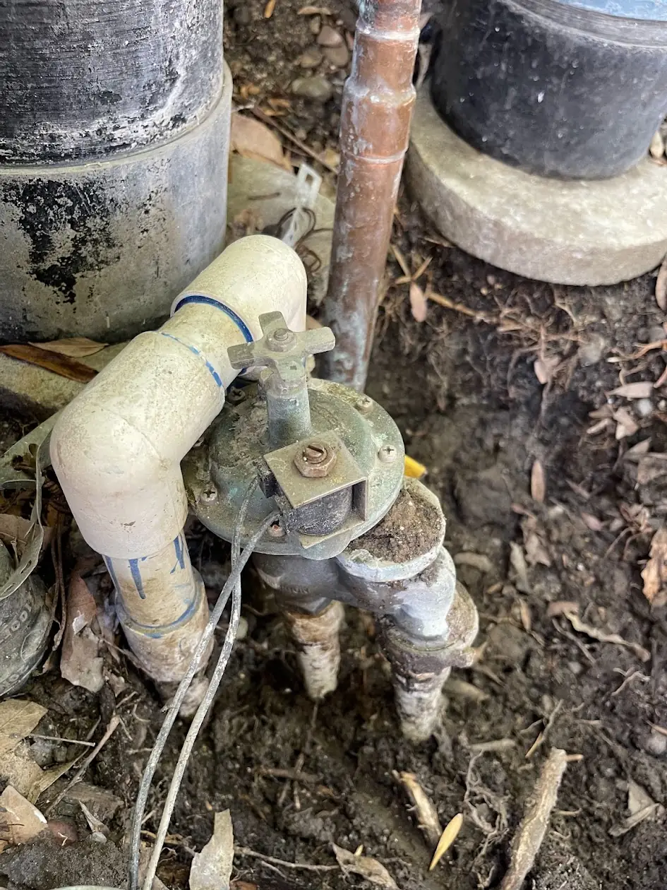 Corroded old sprinkler valve and pipes that need replacing