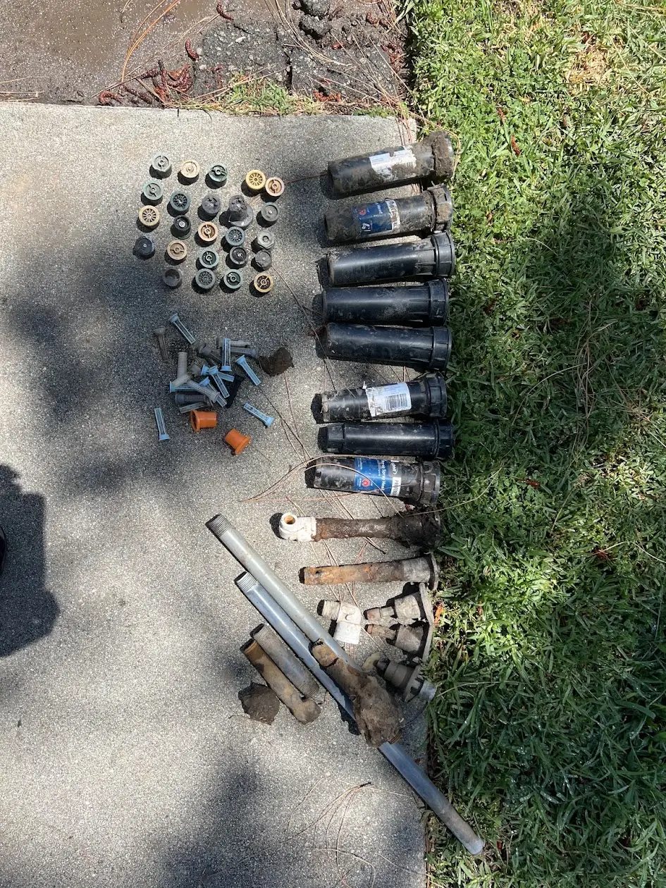 Worn sprinkler heads, nozzles and fittings replaced during a tune-up